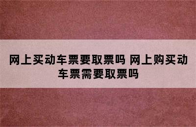 网上买动车票要取票吗 网上购买动车票需要取票吗